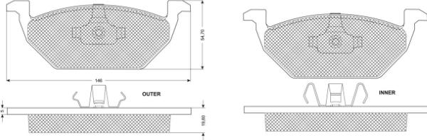 MTR MT455 - Комплект спирачно феродо, дискови спирачки vvparts.bg