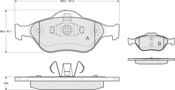 MTR MT536 - Комплект спирачно феродо, дискови спирачки vvparts.bg