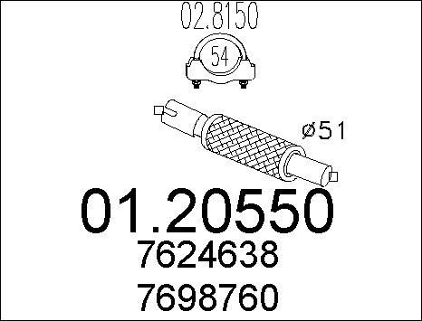 MTS 01.20550 - Гъвкава тръба, изпускателна система vvparts.bg