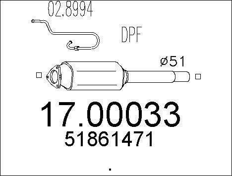 MTS 17.00033 - Филтър за сажди / твърди частици, изпускателна система vvparts.bg