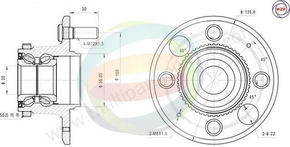 Multiparts 70-040029 - Комплект колесен лагер vvparts.bg