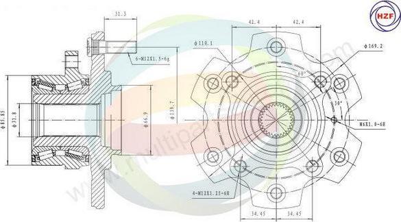 Multiparts 70-080141 - Комплект колесен лагер vvparts.bg