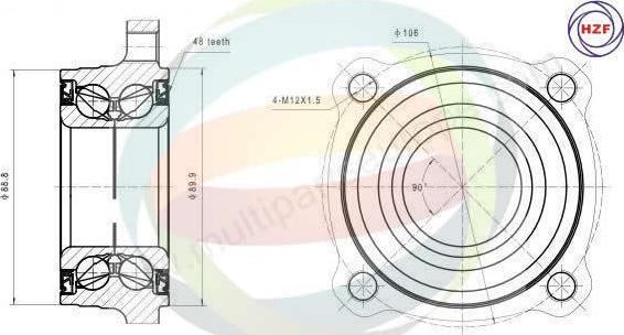 Multiparts 70-340023 - Комплект колесен лагер vvparts.bg