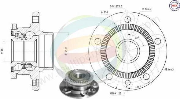 Multiparts 70-230001 - Комплект колесен лагер vvparts.bg