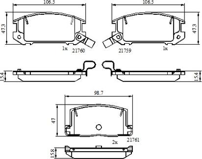 NATIONAL NP3096 - Комплект спирачно феродо, дискови спирачки vvparts.bg