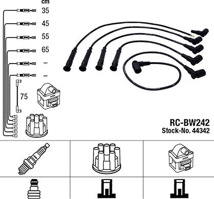 NGK 44342 - Комплект запалителеи кабели vvparts.bg