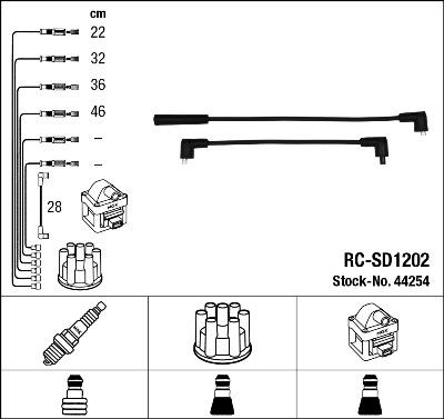 NGK 44254 - Комплект запалителеи кабели vvparts.bg