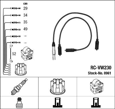 NGK 0961 - Комплект запалителеи кабели vvparts.bg