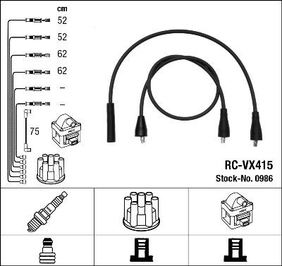 NGK 0986 - Комплект запалителеи кабели vvparts.bg