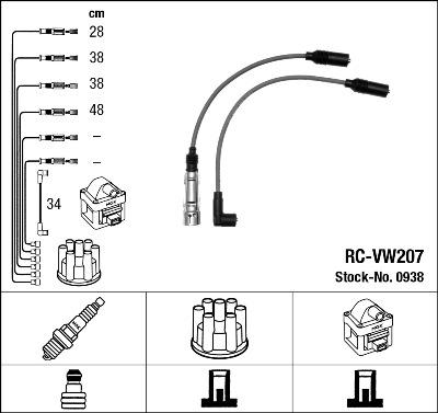 NGK 0938 - Комплект запалителеи кабели vvparts.bg