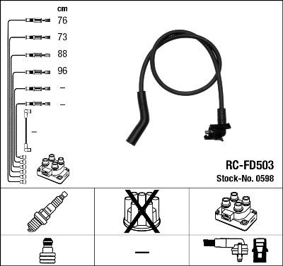 NGK 0598 - Комплект запалителеи кабели vvparts.bg