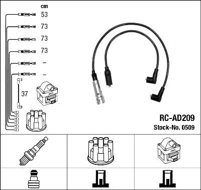 NGK 0509 - Комплект запалителеи кабели vvparts.bg