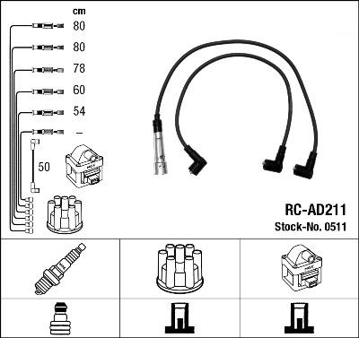 NGK 0511 - Комплект запалителеи кабели vvparts.bg
