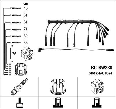 NGK 0574 - Комплект запалителеи кабели vvparts.bg