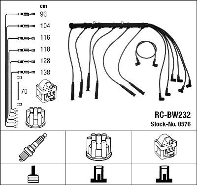 NGK 0576 - Комплект запалителеи кабели vvparts.bg