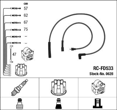 NGK 0628 - Комплект запалителеи кабели vvparts.bg