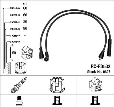 NGK 0627 - Комплект запалителеи кабели vvparts.bg
