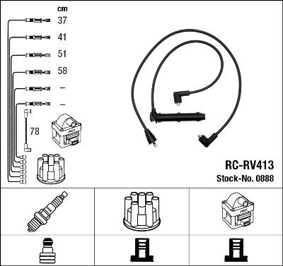 NGK 0888 - Комплект запалителеи кабели vvparts.bg