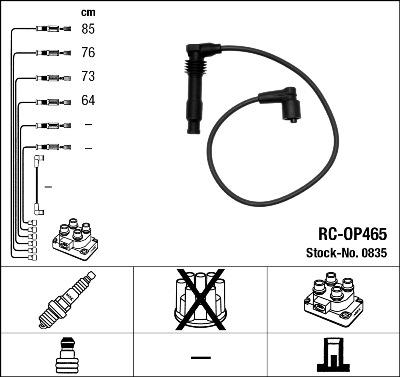 NGK 0835 - Комплект запалителеи кабели vvparts.bg