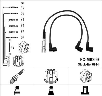 NGK 0744 - Комплект запалителеи кабели vvparts.bg