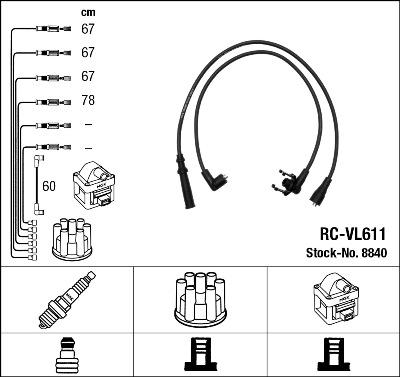 NGK 8840 - Комплект запалителеи кабели vvparts.bg