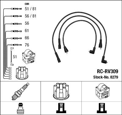 NGK 8279 - Комплект запалителеи кабели vvparts.bg