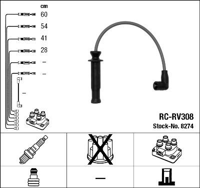 NGK 8274 - Комплект запалителеи кабели vvparts.bg