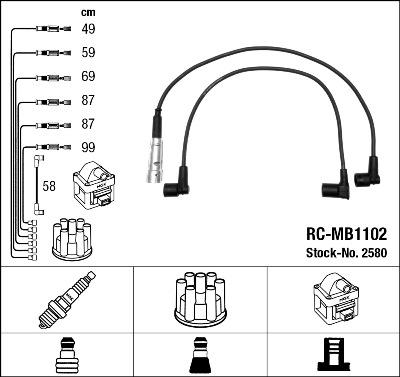 NGK 2580 - Комплект запалителеи кабели vvparts.bg