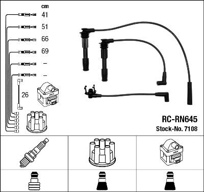 NGK 7108 - Комплект запалителеи кабели vvparts.bg