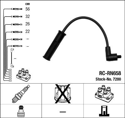 NGK 7200 - Комплект запалителеи кабели vvparts.bg