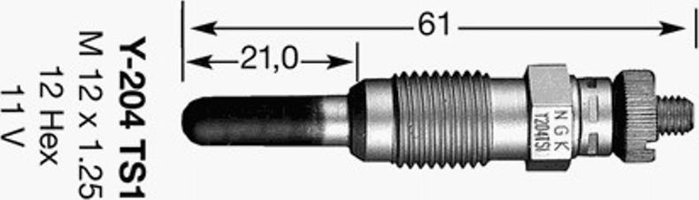 NGK Y-204TS1 - Подгревна свещ vvparts.bg