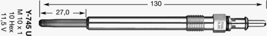 NGK Y-745U - Подгревна свещ vvparts.bg