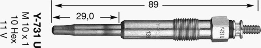 NGK Y-731U - Подгревна свещ vvparts.bg