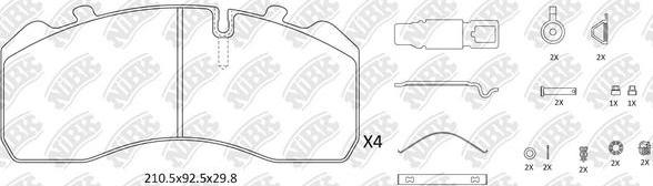 NiBK PN0909 - Комплект спирачно феродо, дискови спирачки vvparts.bg