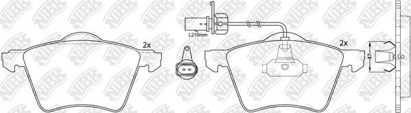 NiBK PN0340W - Комплект спирачно феродо, дискови спирачки vvparts.bg