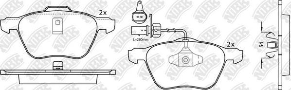 NiBK PN0224W - Комплект спирачно феродо, дискови спирачки vvparts.bg