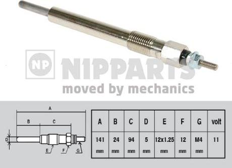 Nipparts J5719002 - Подгревна свещ vvparts.bg