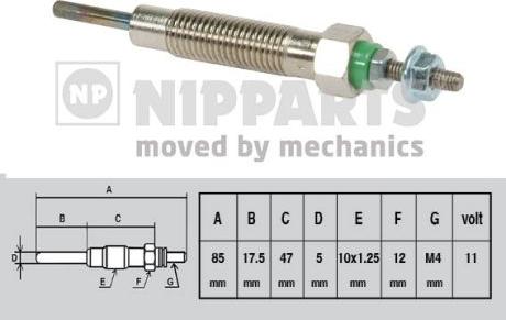 Nipparts J5715004 - Подгревна свещ vvparts.bg