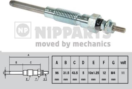 Nipparts J5712001 - Подгревна свещ vvparts.bg