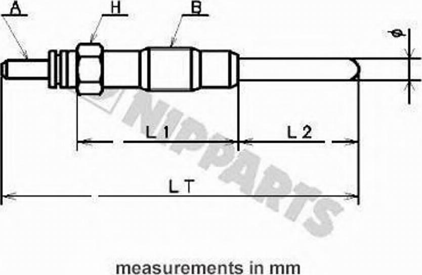 Nipparts J5712017 - Подгревна свещ vvparts.bg