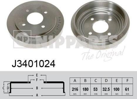 Nipparts J3401024 - Спирачен барабан vvparts.bg