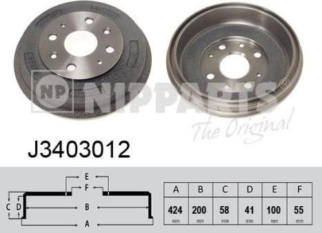 Nipparts J3403012 - Спирачен барабан vvparts.bg