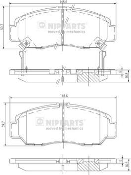 Nipparts J3604051 - Комплект спирачно феродо, дискови спирачки vvparts.bg