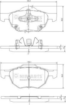 Nipparts J3604064 - Комплект спирачно феродо, дискови спирачки vvparts.bg