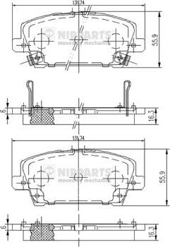 Nipparts J3604065 - Комплект спирачно феродо, дискови спирачки vvparts.bg