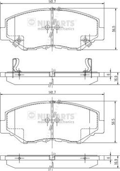 Nipparts J3604061 - Комплект спирачно феродо, дискови спирачки vvparts.bg