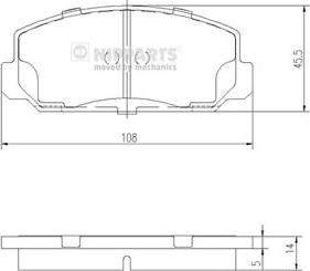 Nipparts J3604006 - Комплект спирачно феродо, дискови спирачки vvparts.bg