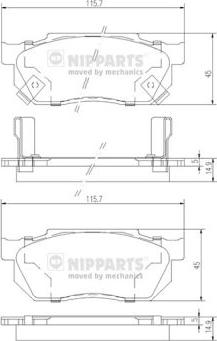 Nipparts J3604019 - Комплект спирачно феродо, дискови спирачки vvparts.bg