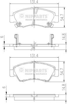 Nipparts J3604034 - Комплект спирачно феродо, дискови спирачки vvparts.bg