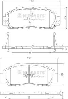 Nipparts J3604032 - Комплект спирачно феродо, дискови спирачки vvparts.bg